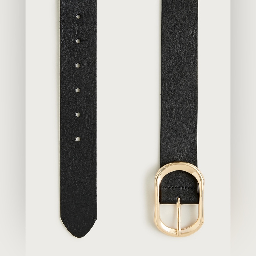 J. Crew Oval buckle belt in Italian leather black - Picture 2 of 9